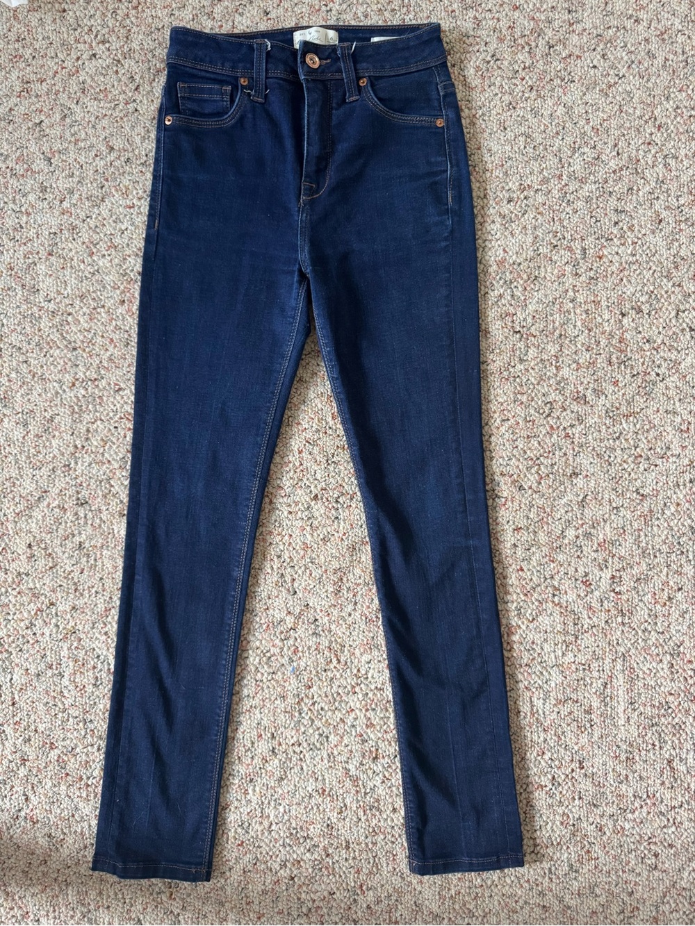 Old Khaki Dark Navy Skinny Jeans with Copper Rivets